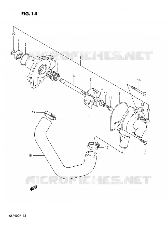 WATER PUMP Suzuki MOTO 400 BANDIT 1992  GSF400N(E2)
