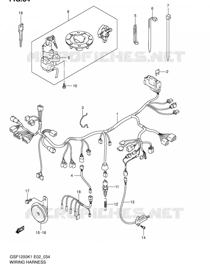 WIRING HARNESS (GSF1200K1/K2) Suzuki MOTO 1200 BANDIT 2001  GSF1200SK1(E2)