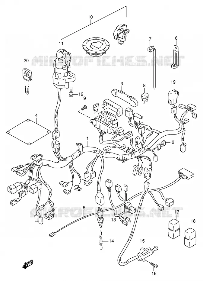 WIRING HARNESS (GSF1200SAV/SAW/SAX/SAY) Suzuki MOTO 1200 BANDIT 1997  GSF1200SAV(E2)