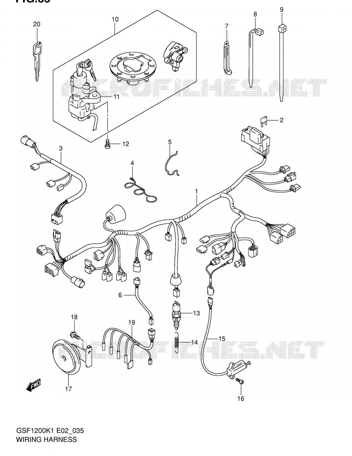 WIRING HARNESS (GSF1200SK1/SK2) Suzuki MOTO 1200 BANDIT 2004  GSF1200ZK4(E2)
