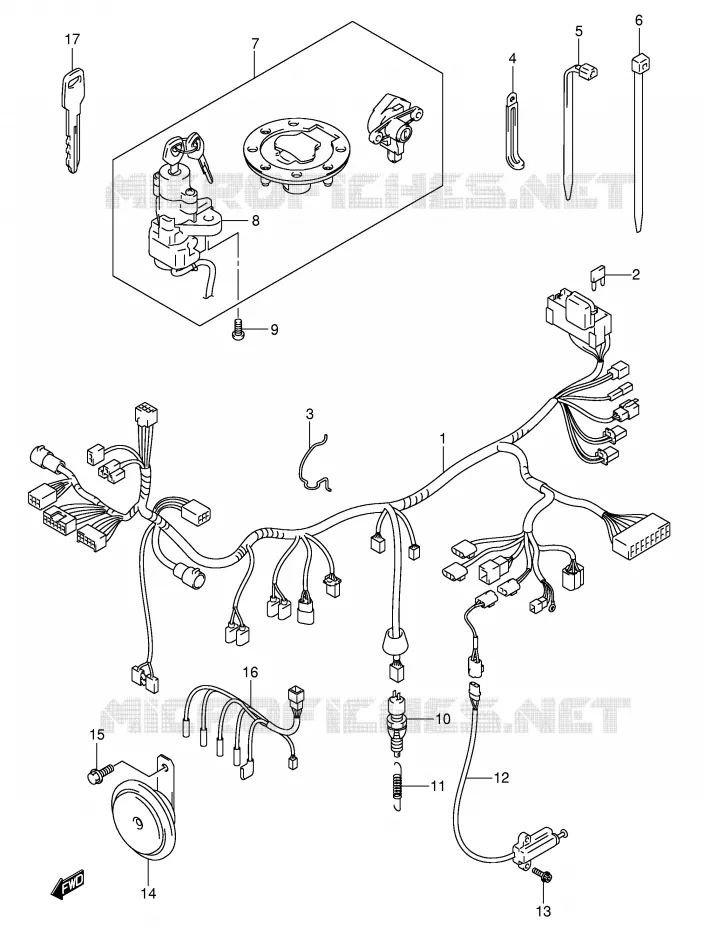 WIRING HARNESS (GSF600K3/K4/UK3/UK4/ZK4) Suzuki MOTO 600 BANDIT 2002  GSF600SUK2(E2)