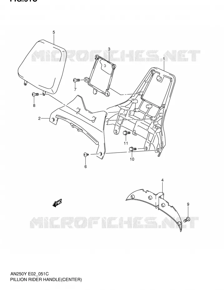 BACKREST (CENTER)(MODEL W/X/Y) Suzuki SCOOTER 250 BURGMAN 2000  AN250Y(E2)