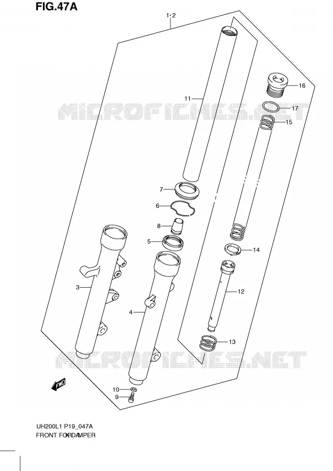 FRONT FORK (MODEL EXECUTIVE P19) Suzuki SCOOTER 200 BURGMAN 2011  UH200L1(P19)