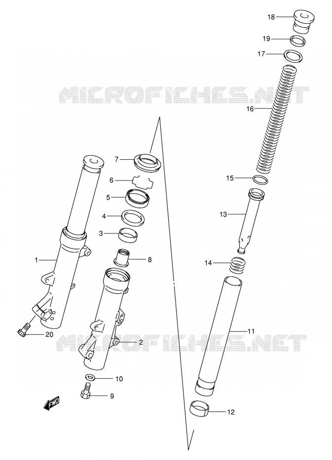 FRONT FORK (MODEL K1/K2) Suzuki SCOOTER 250 BURGMAN 2001  AN250K1(E2)