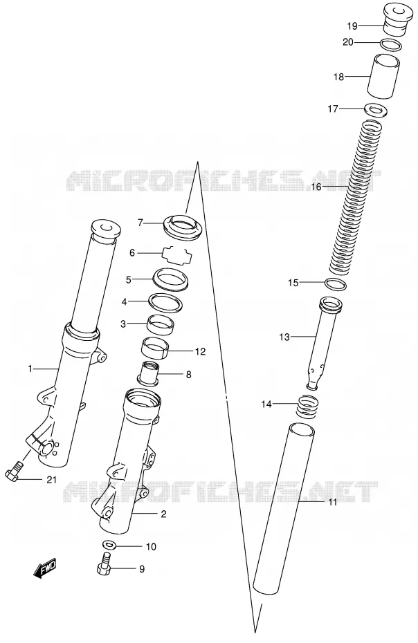 FRONT FORK (MODEL Y) Suzuki SCOOTER 400 BURGMAN 2000  AN400RY(E2)