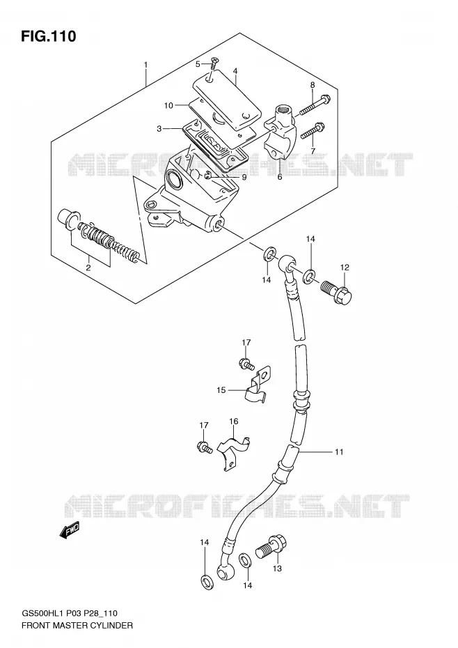 FRONT MASTER CYLINDER (GS500FH P3) Suzuki MOTO 500 GS-F 2011  GS500FHL1(P3)