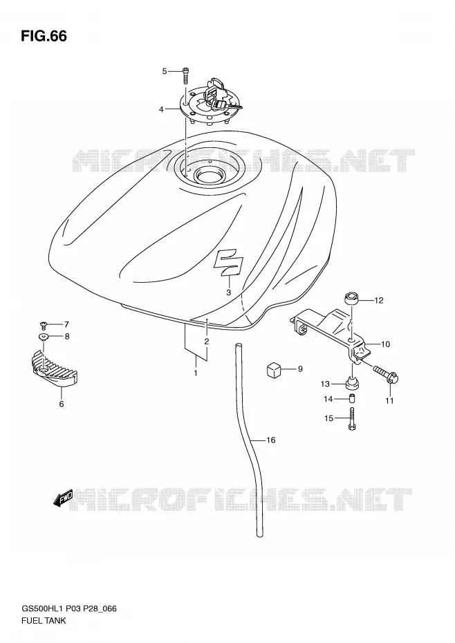 FUEL TANK (GS500FH P28) Suzuki MOTO 500 GS-F 2011  GS500FHL1(P3)