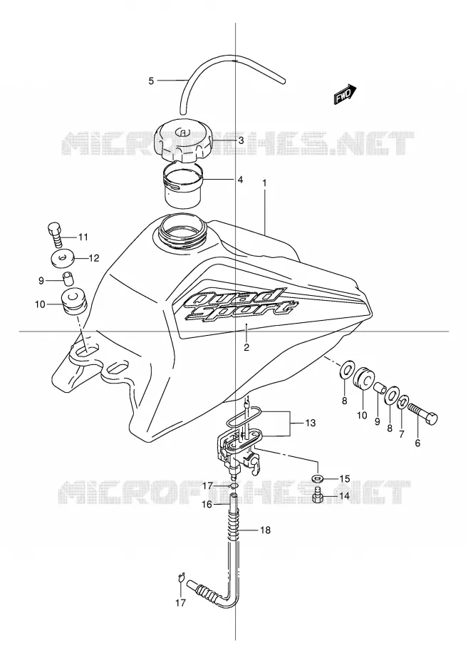 FUEL TANK (MODEL K1) Suzuki QUAD 80 QUADSPORT 1998  LT80W(P1)