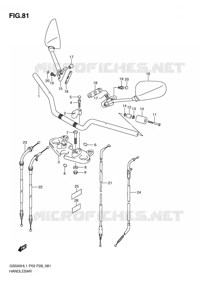 HANDLEBAR (GS500FH P28) Suzuki MOTO 500 GS-F 2011  GS500FHL1(P3)