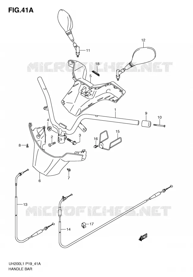 HANDLEBAR (MODEL EXECUTIVE P19) Suzuki SCOOTER 200 BURGMAN 2011  UH200GL1(P19)