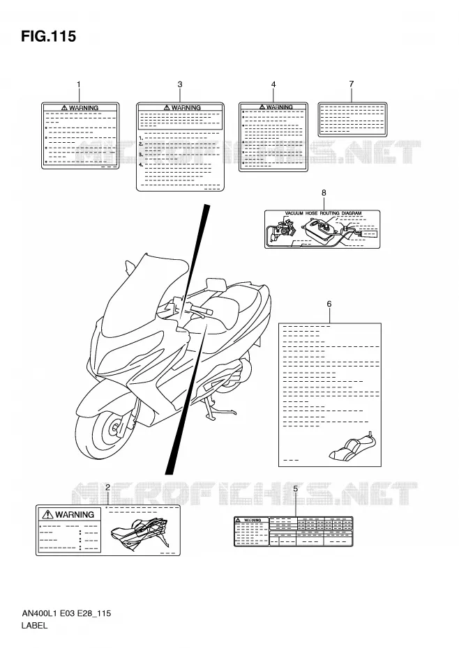 LABEL (AN400AL1 E33) Suzuki SCOOTER 400 BURGMAN 2011  AN400AL1(E03)
