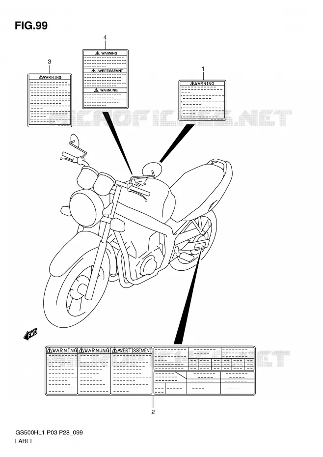 LABEL (GS500FH P28) Suzuki MOTO 500 GS-E 2011  GS500HKL1(P3)