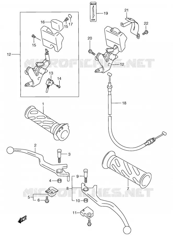 LEVERS - HANDGRIPS (MODEL W/X/Y) Suzuki SCOOTER 250 BURGMAN 1999  AN250X(E2)