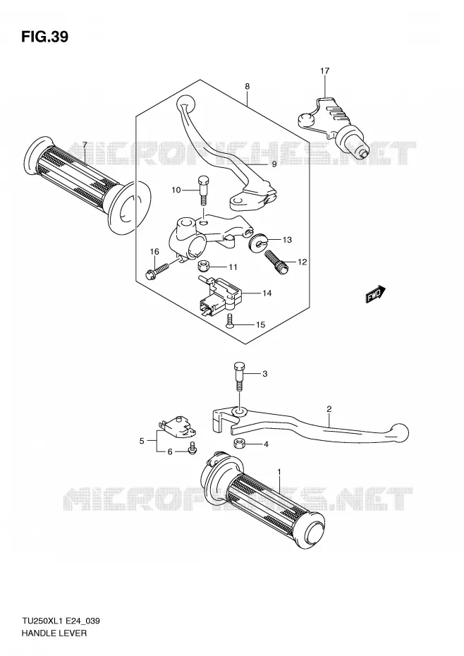 LEVERS - HANDGRIPS Suzuki MOTO 250 TU 2011  TU250XL1(E24)