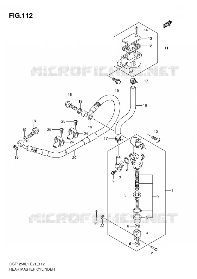 REAR BRAKE MASTER CYLINDER (GSF1250L1 E24) Suzuki MOTO 1250 BANDIT 2012  GSF1250L1(E21)