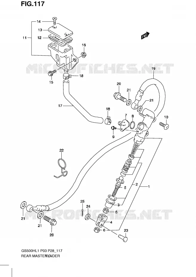 REAR BRAKE MASTER CYLINDER Suzuki MOTO 500 GS-F 2011  GS500FHL1(P3)