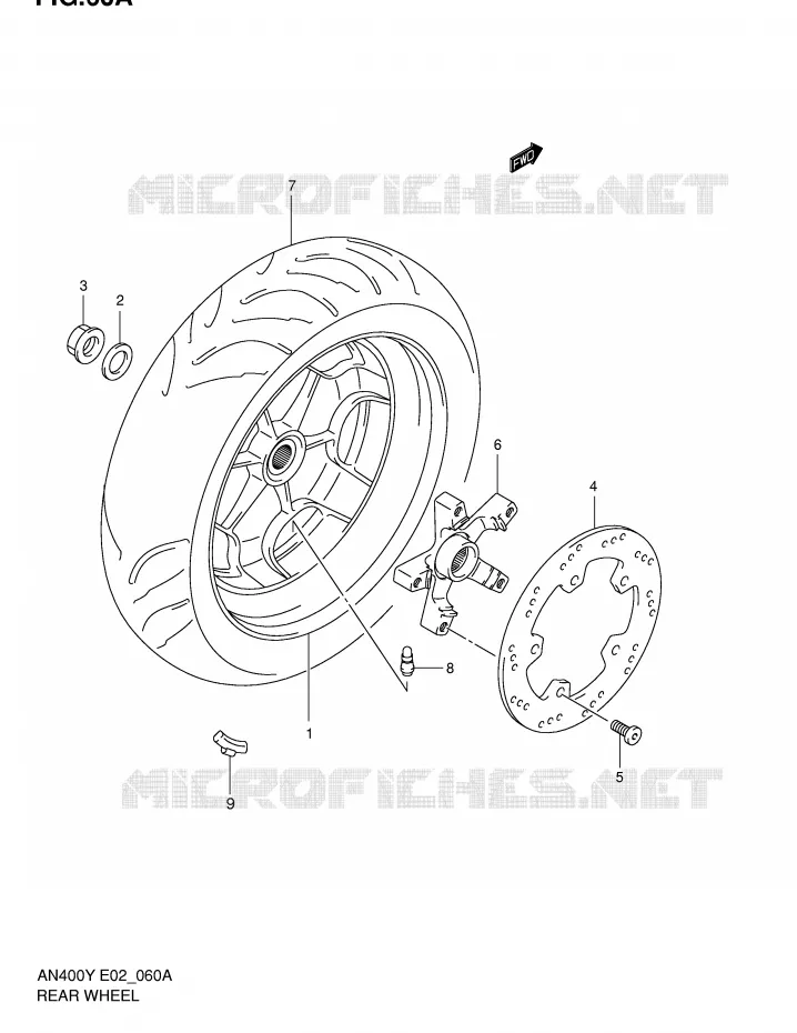 REAR WHEEL (MODEL K1/K2) Suzuki SCOOTER 400 BURGMAN 2002  AN400K2(E2)
