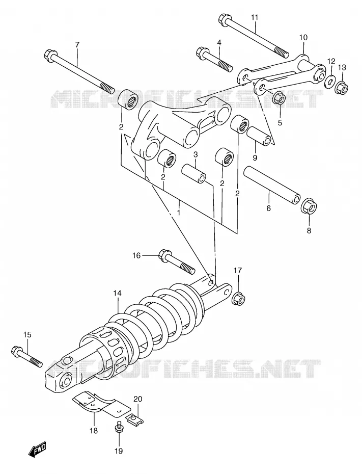 SHOCK ABSORBER LINKAGE (MODEL W/X) Suzuki SCOOTER 250 BURGMAN 2002  AN250K2(E2)