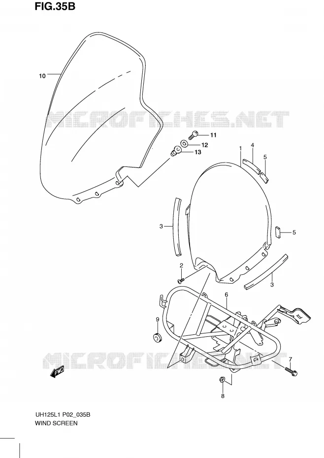 WINDSCREEN (MODEL RACING P19) Suzuki SCOOTER 125 BURGMAN 2011  UH125L1(P2)