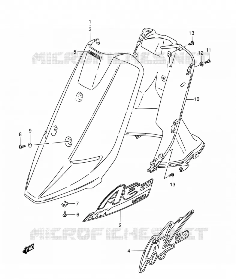 LEG SHIELD (MODELE N/P/R/T) Suzuki SCOOTER 50 AE 1992  AE50 N (E01,E02,E04,E21,P37)