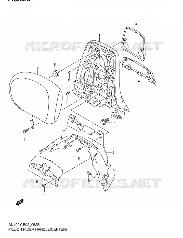 BACKREST (CENTER)(MODEL K2) Suzuki SCOOTER 400 BURGMAN 1999  AN400X(E2)