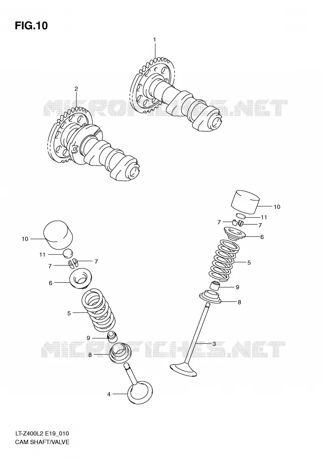CAMSHAFT/VALVE Suzuki QUAD 400 QUADSPORT 2012  LT-Z400ZL2(E19)