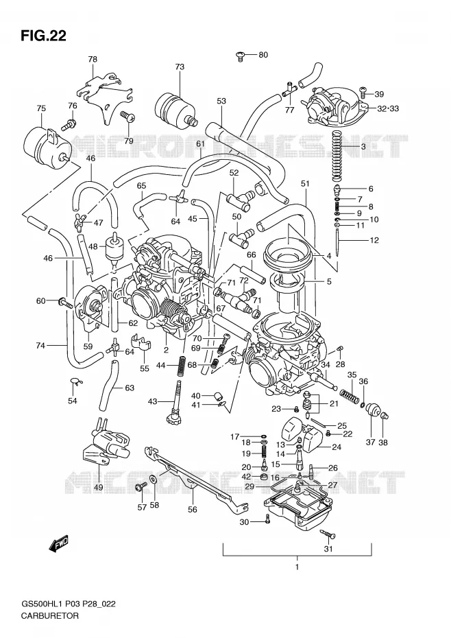 CARBURETOR (GS500H P28) Suzuki MOTO 500 GS-F 2011  GS500FHL1(P3)