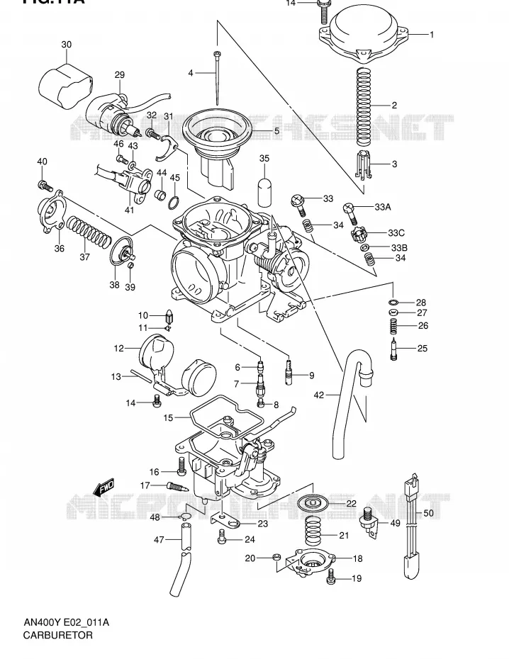 CARBURETOR (MODEL K1/K2) Suzuki SCOOTER 400 BURGMAN 2000  AN400RY(E2)