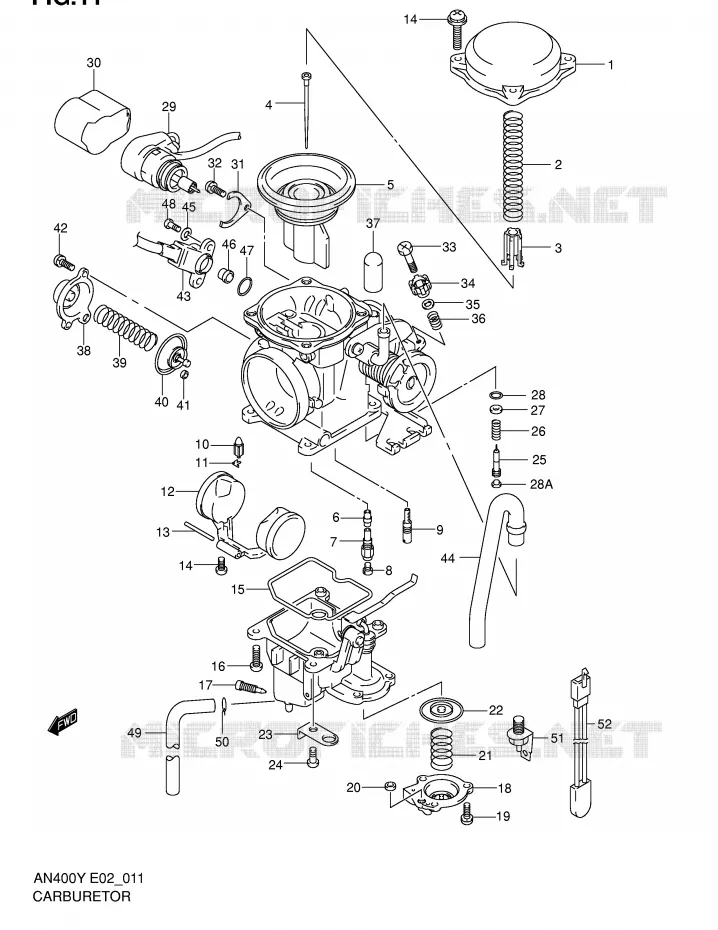 CARBURETOR (MODEL X/Y) Suzuki SCOOTER 400 BURGMAN 2000  AN400Y(E2)