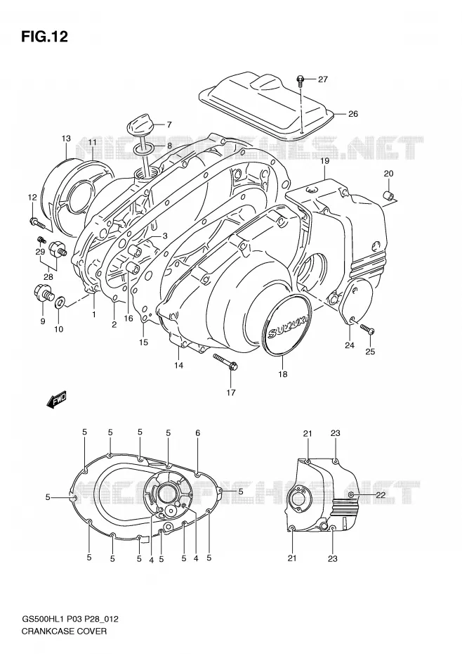 CRANKCASE COVER Suzuki MOTO 500 GS-F 2011  GS500FHL1(P3)