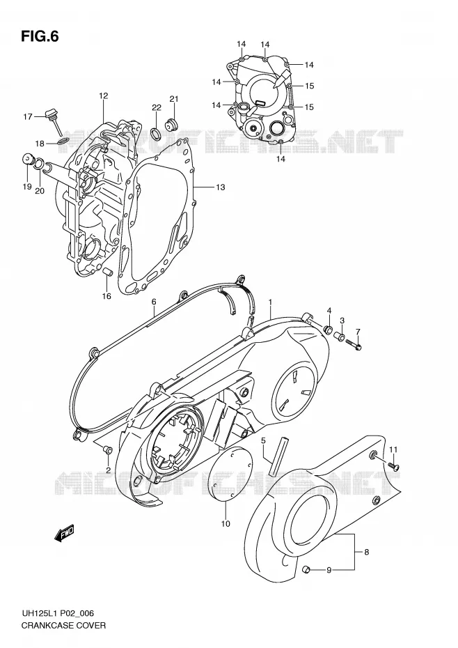 CRANKCASE COVER Suzuki SCOOTER 125 BURGMAN 2011  UH125GL1(P2)