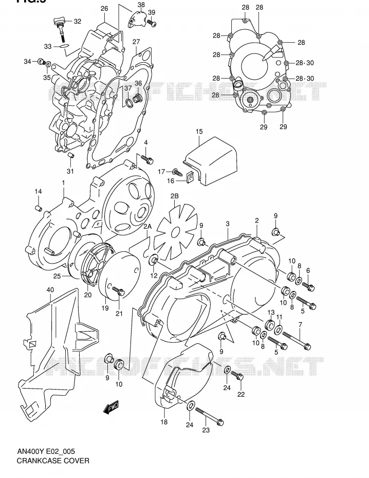 CRANKCASE COVER Suzuki SCOOTER 400 BURGMAN 2000  AN400Y(E2)