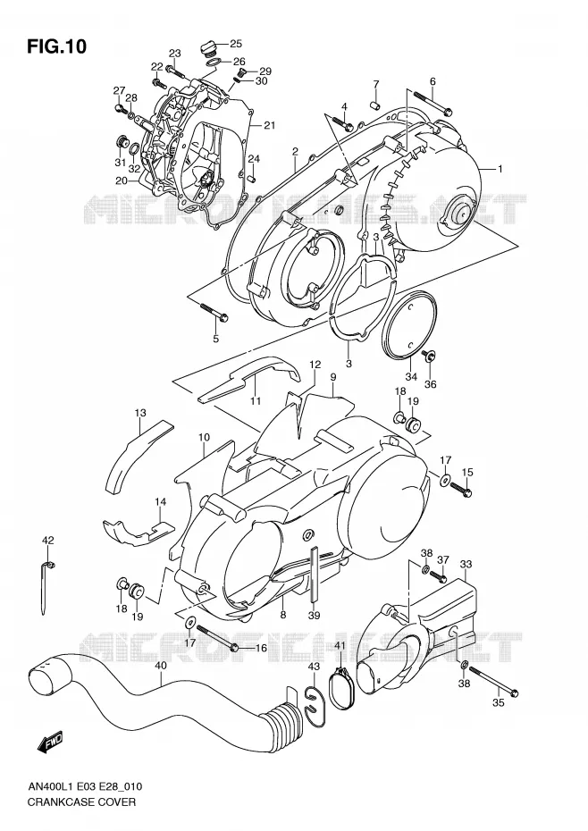 CRANKCASE COVER Suzuki SCOOTER 400 BURGMAN 2011  AN400AL1(E03)