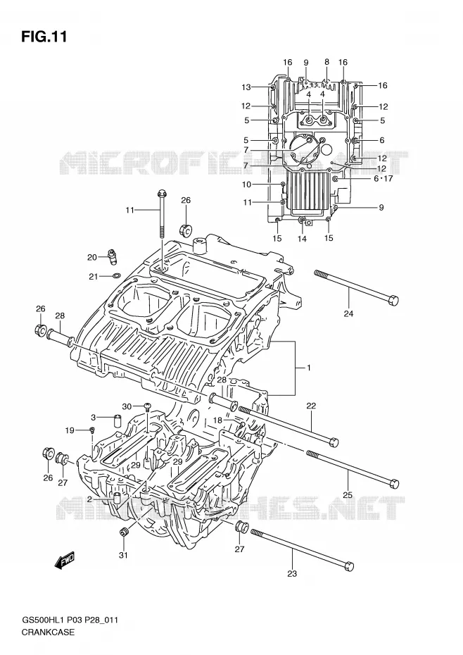 CRANKCASE (GS500FH P33) Suzuki MOTO 500 GS-E 2011  GS500HKL1(P3)
