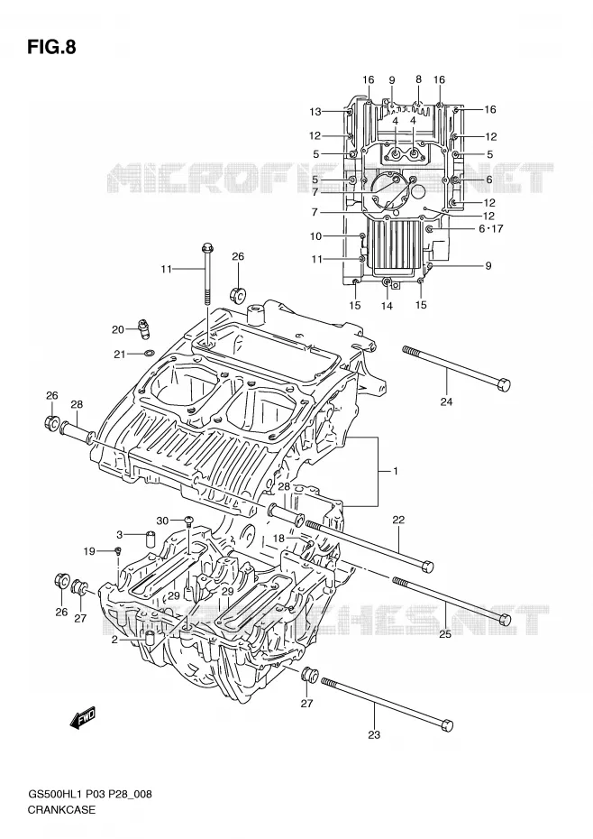 CRANKCASE (GS500H P28) Suzuki MOTO 500 GS-F 2011  GS500FHL1(P3)