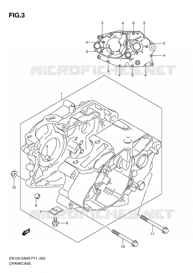 CRANKCASE Suzuki MOTO 125 EN 2009  EN125-2AK9(P71)
