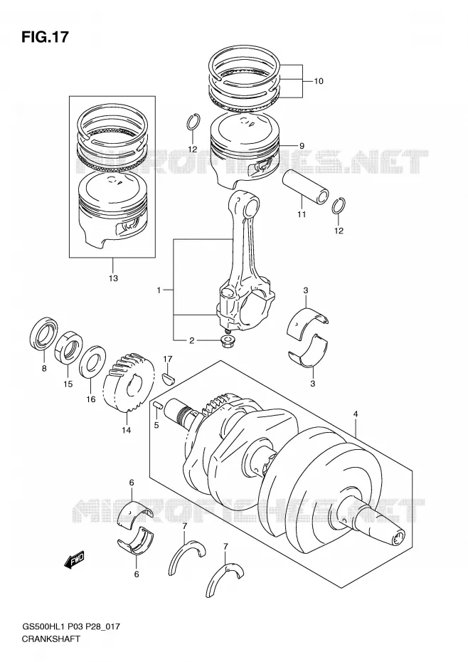 CRANKSHAFT Suzuki MOTO 500 GS-F 2011  GS500FHL1(P3)