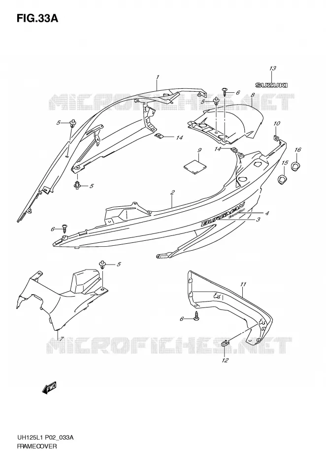 FAIRING (MODEL EXECUTIVE P19) Suzuki SCOOTER 125 BURGMAN 2011  UH125L1(P2)