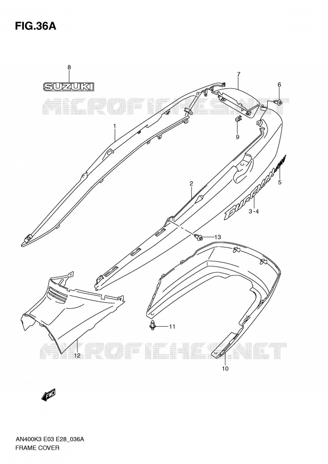 FAIRING (MODEL K4) Suzuki SCOOTER 400 BURGMAN 2003  AN400K3(E3/E28)