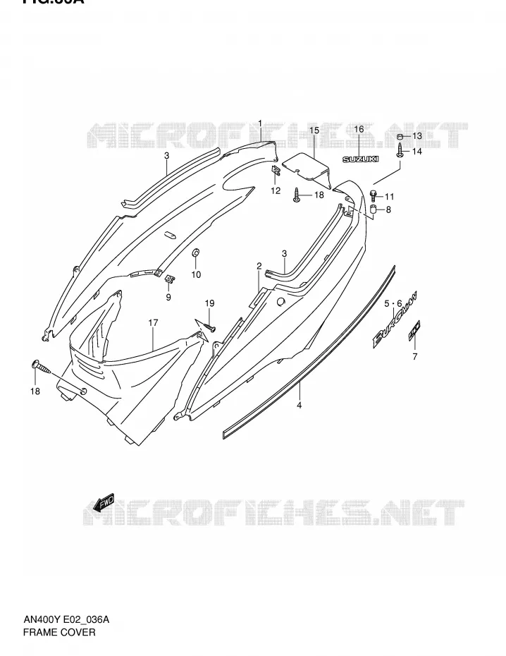 FAIRING (MODEL Y) Suzuki SCOOTER 400 BURGMAN 2002  AN400K2(E2)