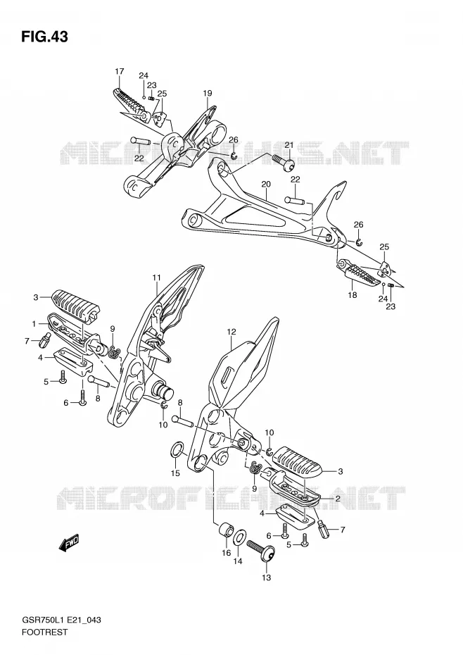 FOOTREST Suzuki MOTO 750 GSR 2012  GSR750L1(E21)