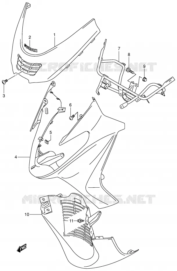 FRONT FAIRING (MODEL K1) Suzuki SCOOTER 250 BURGMAN 2000  AN250RY(E2)