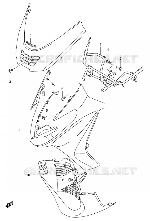 FRONT FAIRING (MODEL K1) Suzuki SCOOTER 400 BURGMAN 2000  AN400Y(E2)