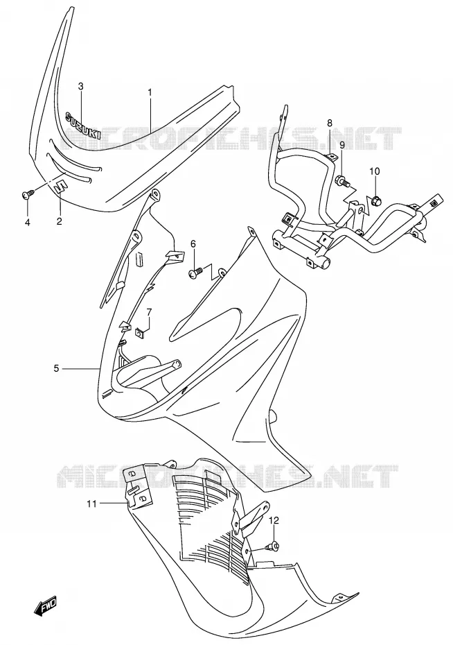 FRONT FAIRING (MODEL X) Suzuki SCOOTER 400 BURGMAN 2000  AN400Y(E2)
