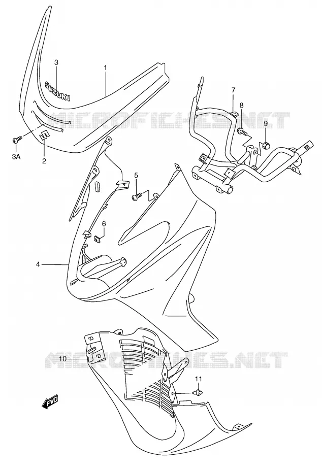 FRONT FAIRING (MODEL Y) Suzuki SCOOTER 250 BURGMAN 2000  AN250RY(E2)
