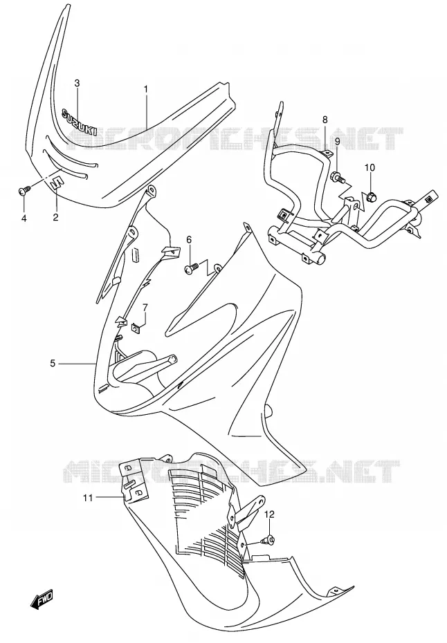 FRONT FAIRING (MODEL Y) Suzuki SCOOTER 400 BURGMAN 2000  AN400RY(E2)