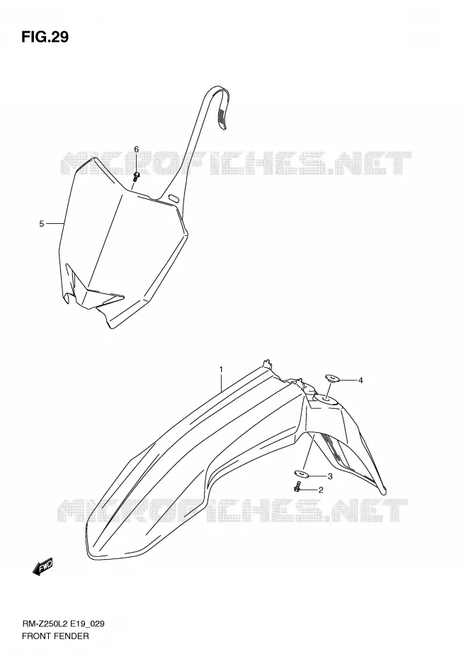 FRONT FENDER Suzuki MOTO 250 RM-Z 2012  RM-Z250L2(E19)