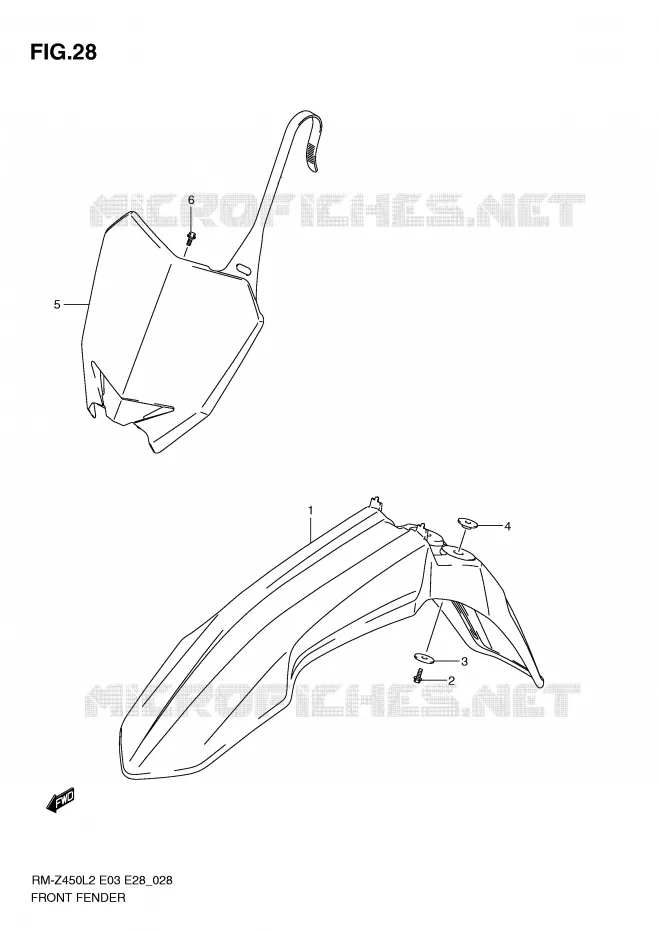 FRONT FENDER Suzuki MOTO 450 RM-Z 2012  RM-Z450L2(E3)