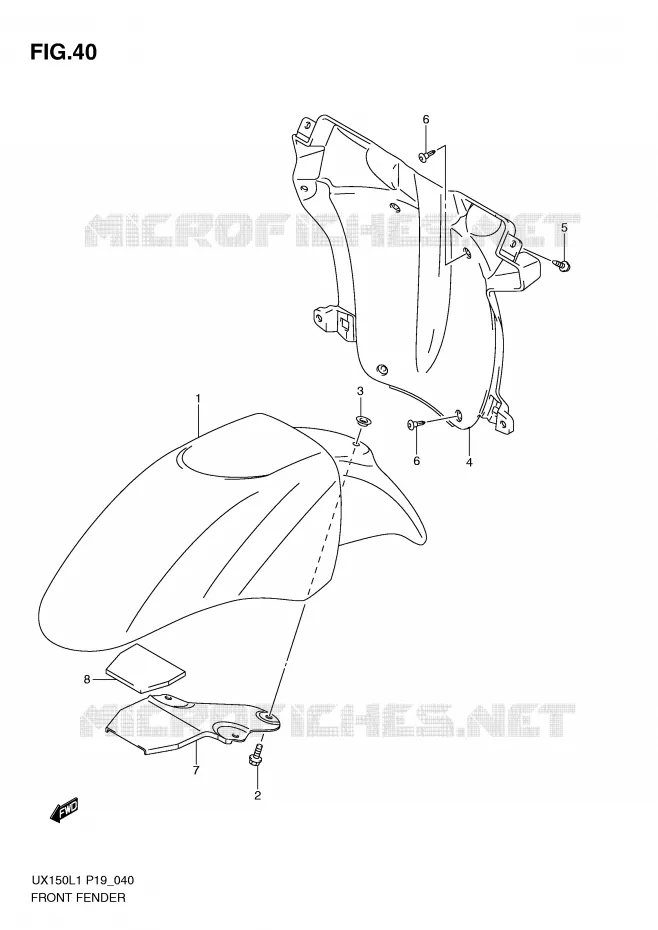 FRONT FENDER Suzuki SCOOTER 150 SIXTEEN 2011  UX150L1(P19)