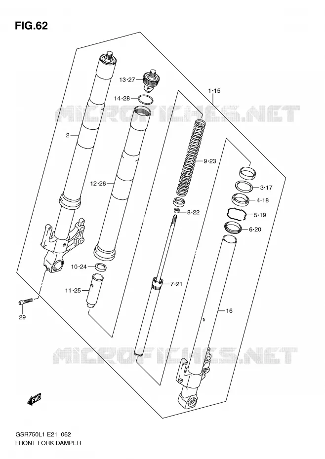 FRONT FORK Suzuki MOTO 750 GSR 2012  GSR750L1(E21)